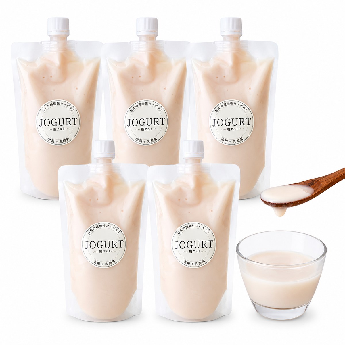 JOGURT 350gパウチ5本とグラス