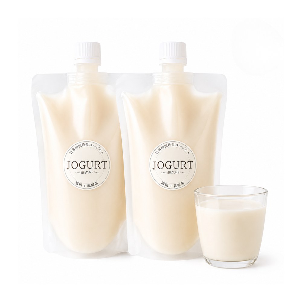 JOGURT 350gパウチ2本とグラス